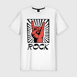 Футболка slim-fit Rock - жест коза, цвет: белый