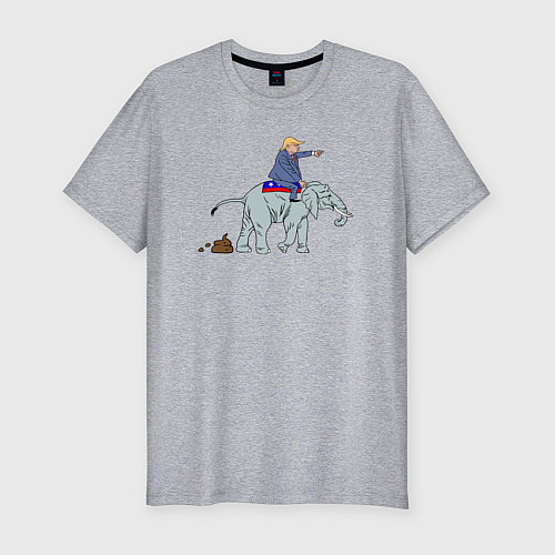 Мужская slim-футболка Трамп на слоне / Меланж – фото 1