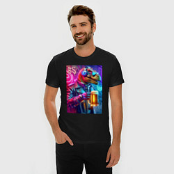 Футболка slim-fit Dude beersaur - neon glow, цвет: черный — фото 2