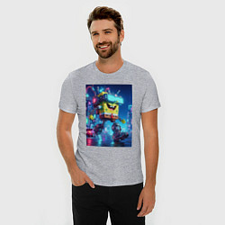 Футболка slim-fit Cyber Sponge Bob - neon glow fantasy, цвет: меланж — фото 2