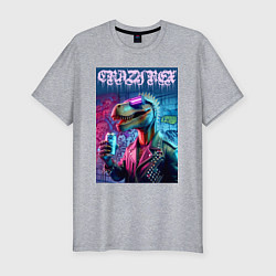 Футболка slim-fit Crazy rex - ai art fantasy, цвет: меланж