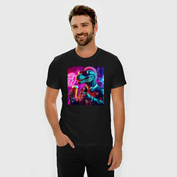 Футболка slim-fit Neon beersaur - neon glow, цвет: черный — фото 2