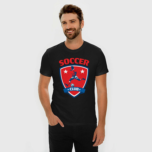 Мужская slim-футболка Sport soccer club / Черный – фото 3