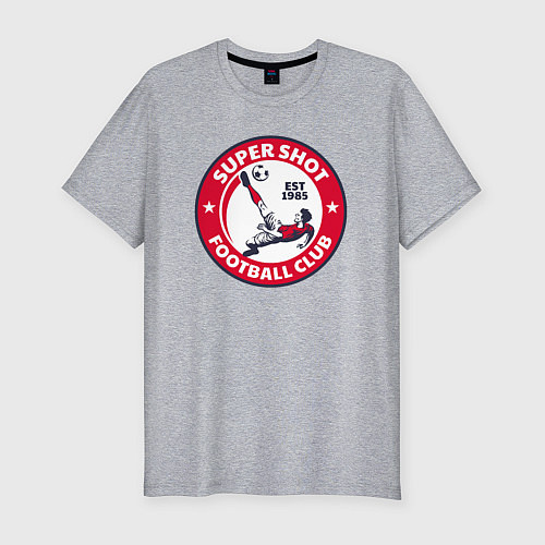 Мужская slim-футболка Супер удар - футбольный клуб / Меланж – фото 1