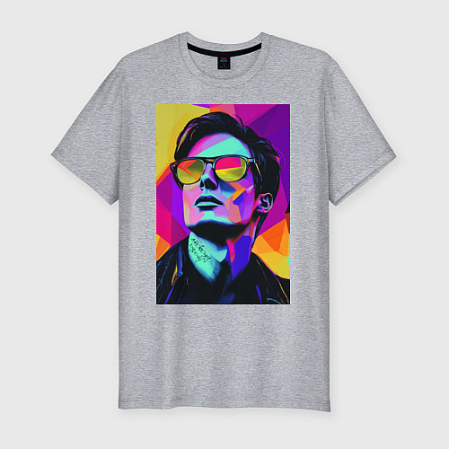 Мужская slim-футболка Портрет Дурова pop art / Меланж – фото 1