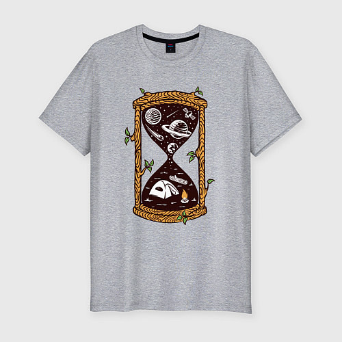 Мужская slim-футболка Космический поход / Меланж – фото 1