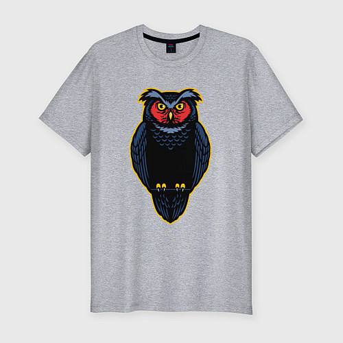Мужская slim-футболка Чёрная сова / Меланж – фото 1