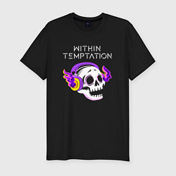 Футболка slim-fit Within Temptation - неоновый череп, цвет: черный