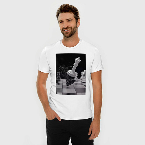 Мужская slim-футболка Шахматы эстетика / Белый – фото 3