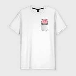 Футболка slim-fit Розовый поросенок в кармане, цвет: белый