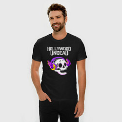 Футболка slim-fit Hollywood Undead - неоновый череп, цвет: черный — фото 2