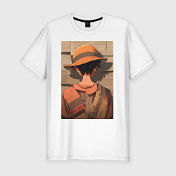 Футболка slim-fit Ван-Пис Луффи стенгазета, цвет: белый