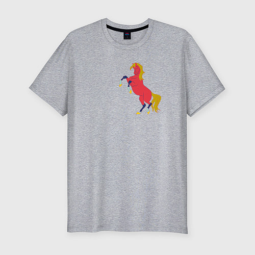 Мужская slim-футболка Конь красный / Меланж – фото 1
