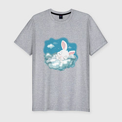 Футболка slim-fit Зайчик спит на облаках, цвет: меланж