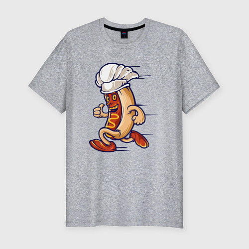 Мужская slim-футболка Повар хот-дог / Меланж – фото 1