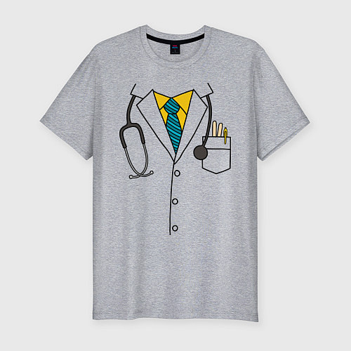 Мужская slim-футболка Халат врача / Меланж – фото 1