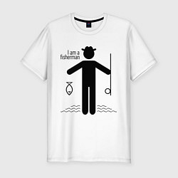 Футболка slim-fit I am a fisherman, цвет: белый