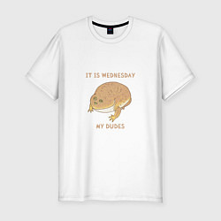 Футболка slim-fit Жаба из мема среда мои чуваки, цвет: белый