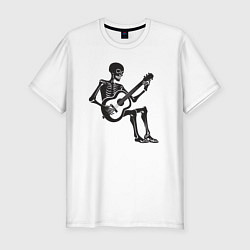 Футболка slim-fit Скелет гитарист, цвет: белый