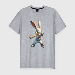 Футболка slim-fit Бейсбольный зайчик, цвет: меланж