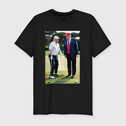 Футболка slim-fit Джо и Дональд на поле для гольфа, цвет: черный