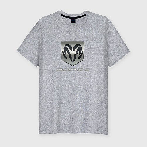 Мужская slim-футболка Додж лого / Меланж – фото 1