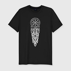 Футболка slim-fit Волки одина и шлем ужасов, цвет: черный