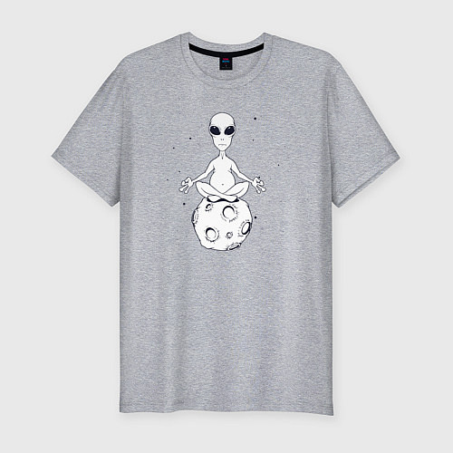 Мужская slim-футболка Йога инопланетянин / Меланж – фото 1