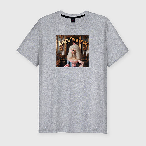 Мужская slim-футболка Девушка с белыми волосами и в солнечных очках / Меланж – фото 1