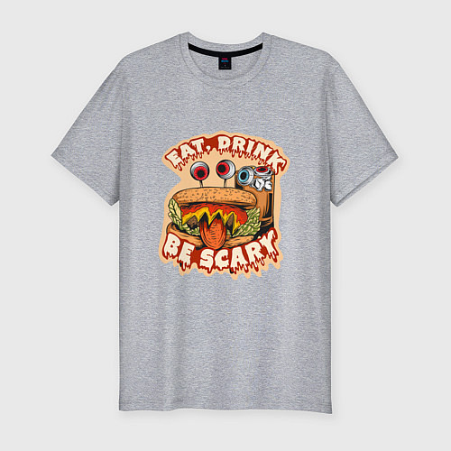 Мужская slim-футболка Cтрашный бургер / Меланж – фото 1