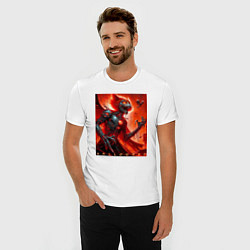 Футболка slim-fit Кибер кошка ведьма - хэллоуин, цвет: белый — фото 2