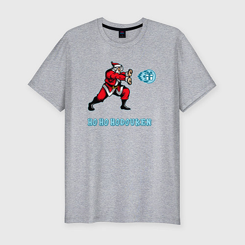 Мужская slim-футболка Santa fighter / Меланж – фото 1