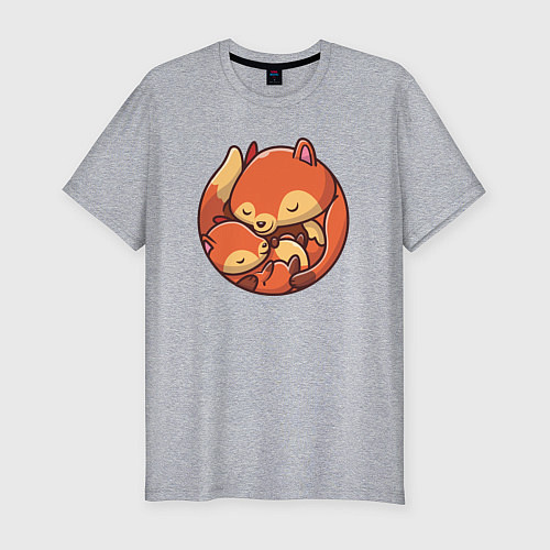 Мужская slim-футболка Fox family / Меланж – фото 1