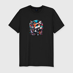 Футболка slim-fit Уличная художница, цвет: черный