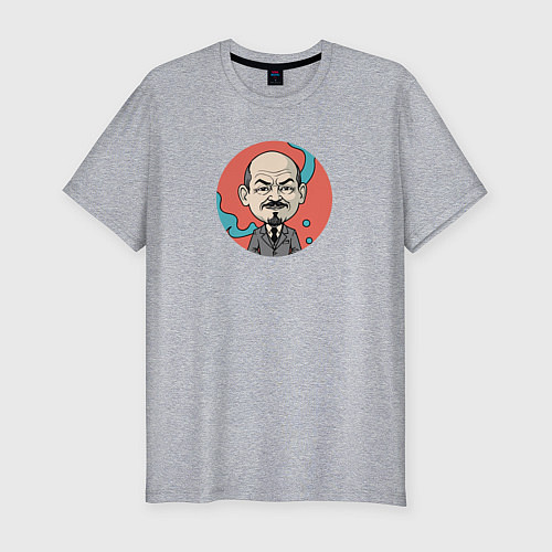 Мужская slim-футболка Портрет Владимира Ленина / Меланж – фото 1