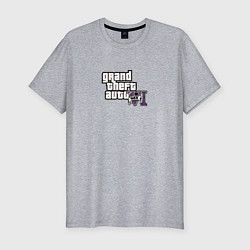 Футболка slim-fit Grand Theft Auto 6 vice city logo, цвет: меланж