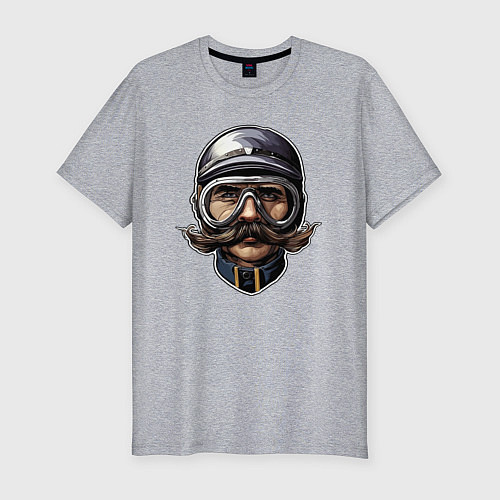 Мужская slim-футболка Усы на скорости / Меланж – фото 1