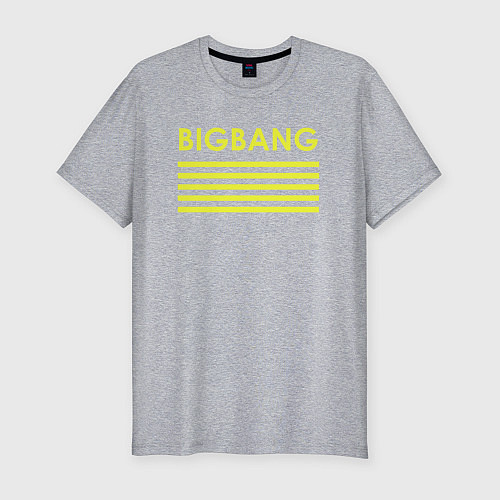 Мужская slim-футболка Big bang с желтыми полосами / Меланж – фото 1