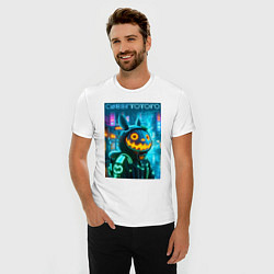 Футболка slim-fit Totoro with a pumpkin head - halloween fantasy, цвет: белый — фото 2