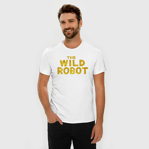 Мужская slim-футболка The wild robot logo / Белый – фото 3