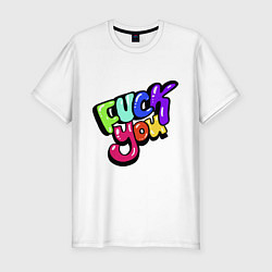 Футболка slim-fit Fuck you multicolor, цвет: белый