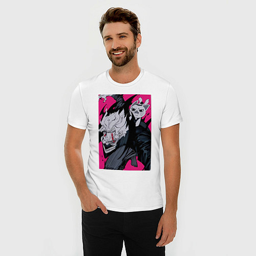 Мужская slim-футболка Дандадан Кэн Такакура / Белый – фото 3