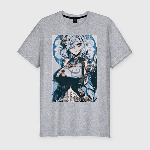 Мужская slim-футболка Геншин Шэнь Хэ / Меланж – фото 1