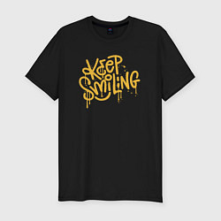 Футболка slim-fit Keep smiling, цвет: черный