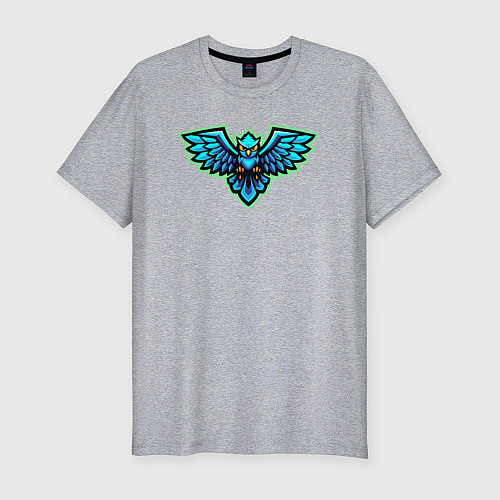 Мужская slim-футболка Неоновая совушка / Меланж – фото 1