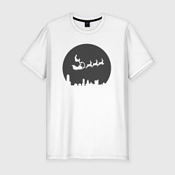 Футболка slim-fit Санта над городом, цвет: белый