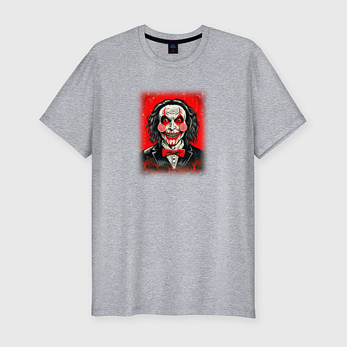 Мужская slim-футболка Кукла Билли из фильма Пила / Меланж – фото 1