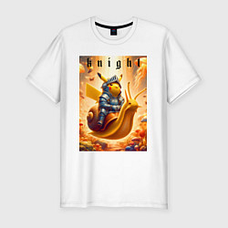 Футболка slim-fit Pikachu knight on a snail - ai art fantasy, цвет: белый