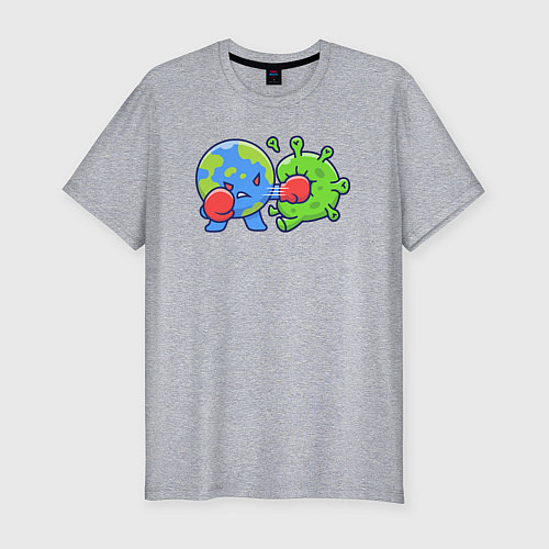 Мужская slim-футболка Удар по вирусу / Меланж – фото 1