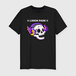 Футболка slim-fit Linkin Park 2024 - неоновый череп, цвет: черный